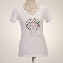 Load image into Gallery viewer, AKA Afro Lady V-Neck Shirt