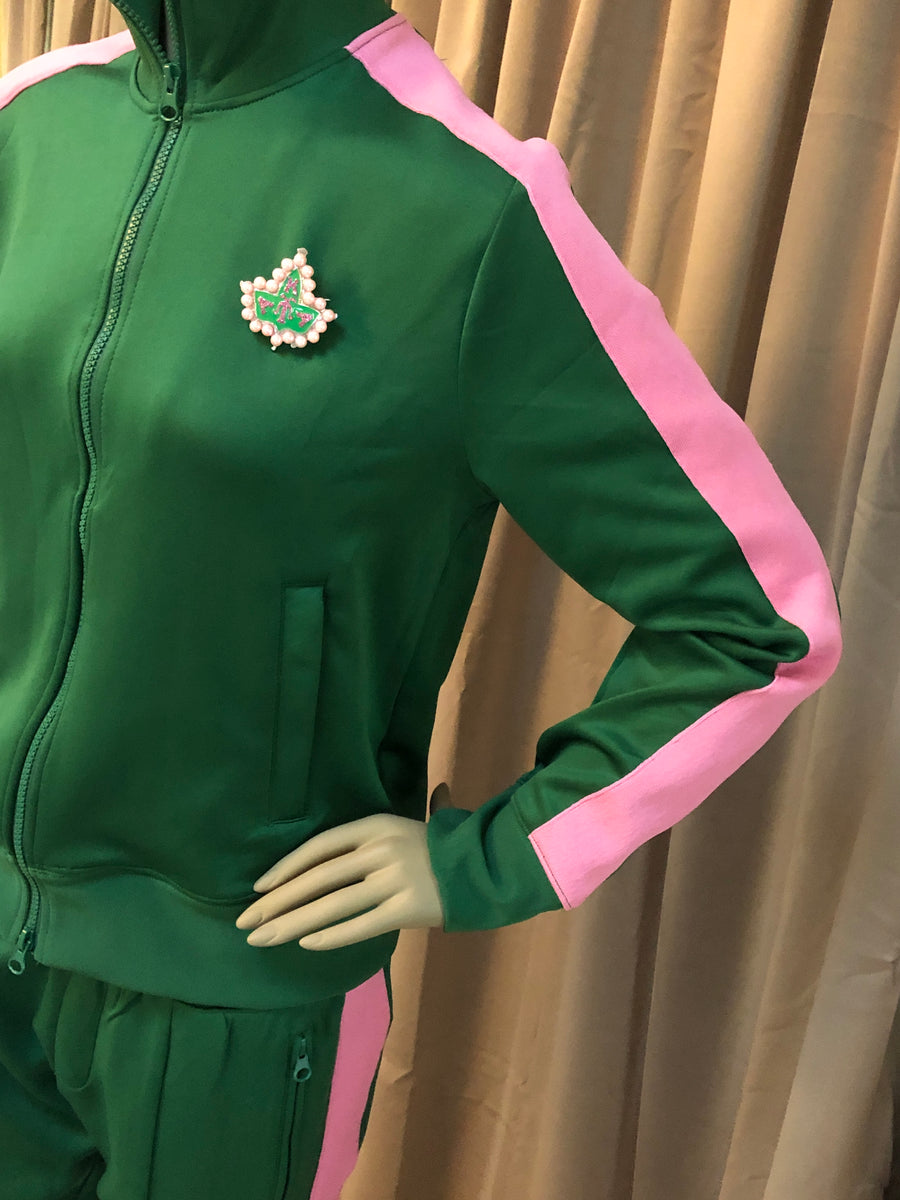 Green & Pink Biker Shorts Sweatsuit – Soror Bling