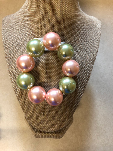 Pink & Green Pearl Bracelet
