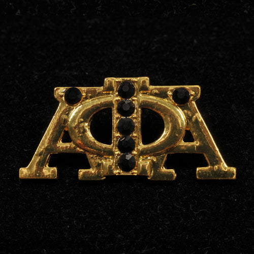 Alpha Phi Alpha Gold Black Crystal Pin