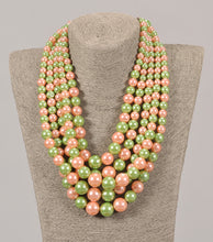 Load image into Gallery viewer, Five Strand Pink &amp; Green Pearl Set With Matching Earrings