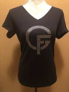 The Girl Friends Clear Logo Rhinestone Shirt