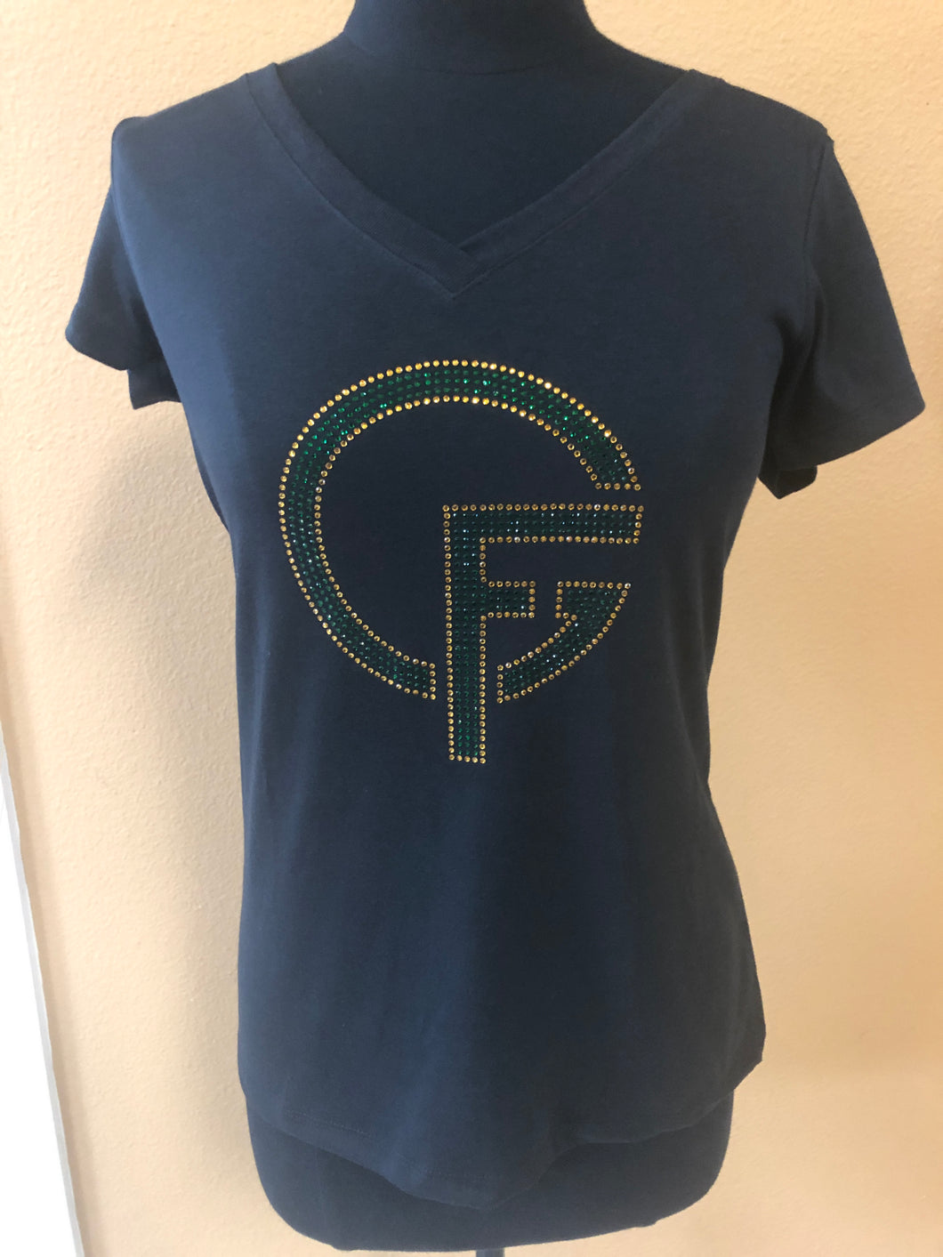 The Girl Friends Green/Gold Logo Rhinestone Shirt