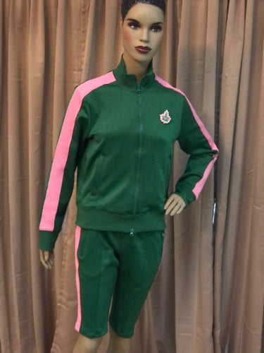 Green & Pink Biker Shorts Sweatsuit