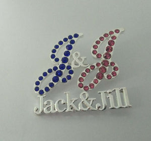 J & J Pink and Blue Rhinestone Pin