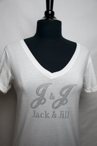 J & J Clear White V-Neck T-Shirt