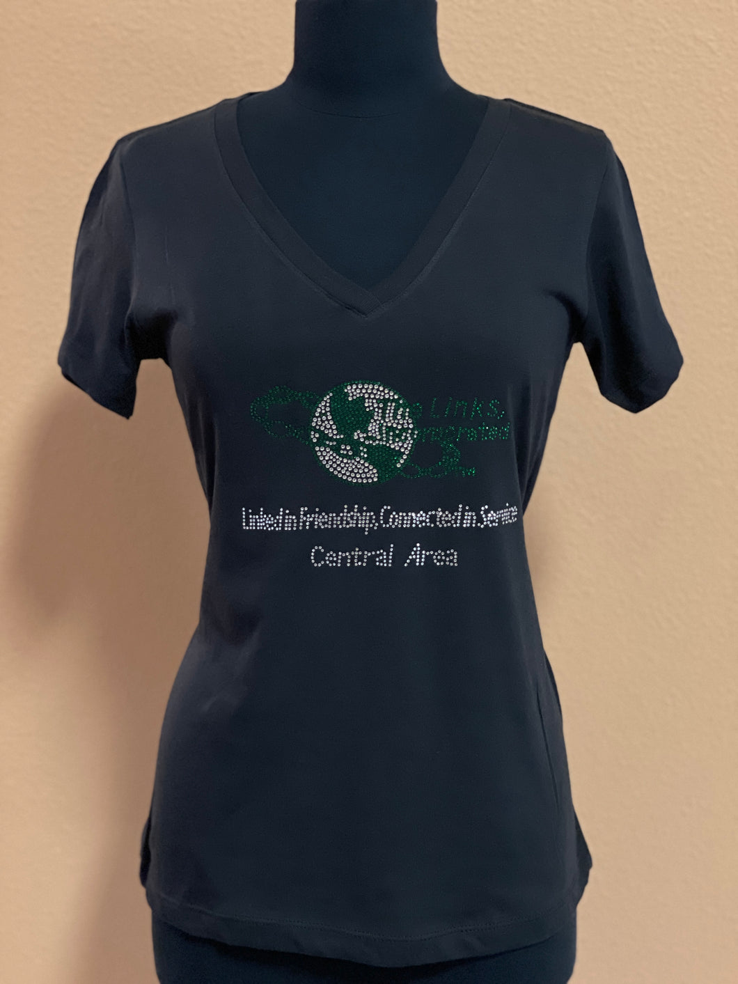 LINKS Central/Eastern/Southern/Western Area Rhinestone V-Neck Shirt