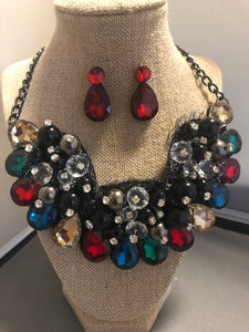 Multi Color Crystal Necklace Set