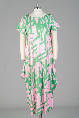 Pink & Green Maxi Dress