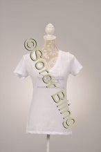 Load image into Gallery viewer, LINKS Logo Clear Rhinestone V-Neck T-Shirt